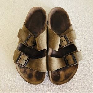 Brown suede leather Birkenstocks 38 soft footbed